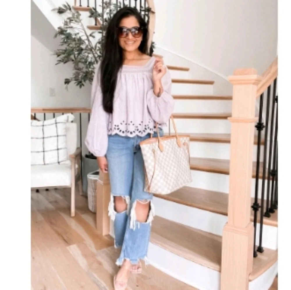 Women's Balloon Long Sleeve Eyelet Blouse - Universal Thread™ Size Small NWT